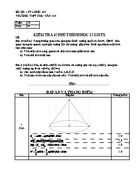 Đề kiểm tra 45p Hình học 12 - Trường THPT Chu Văn An